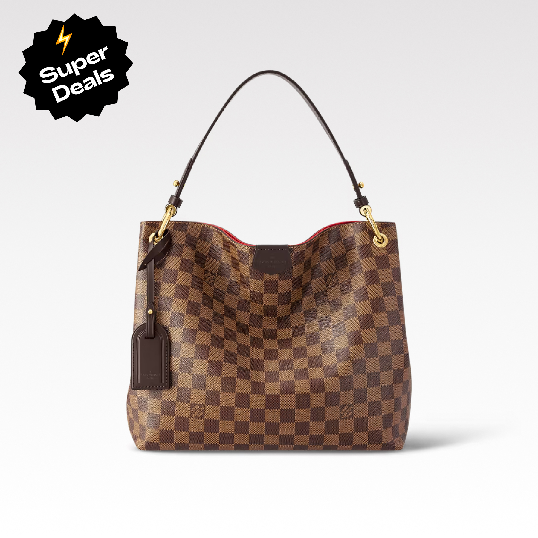 Louis Vuitton Graceful PM Damier Ebene Canvas Shoulder Bag-Ebene Bag