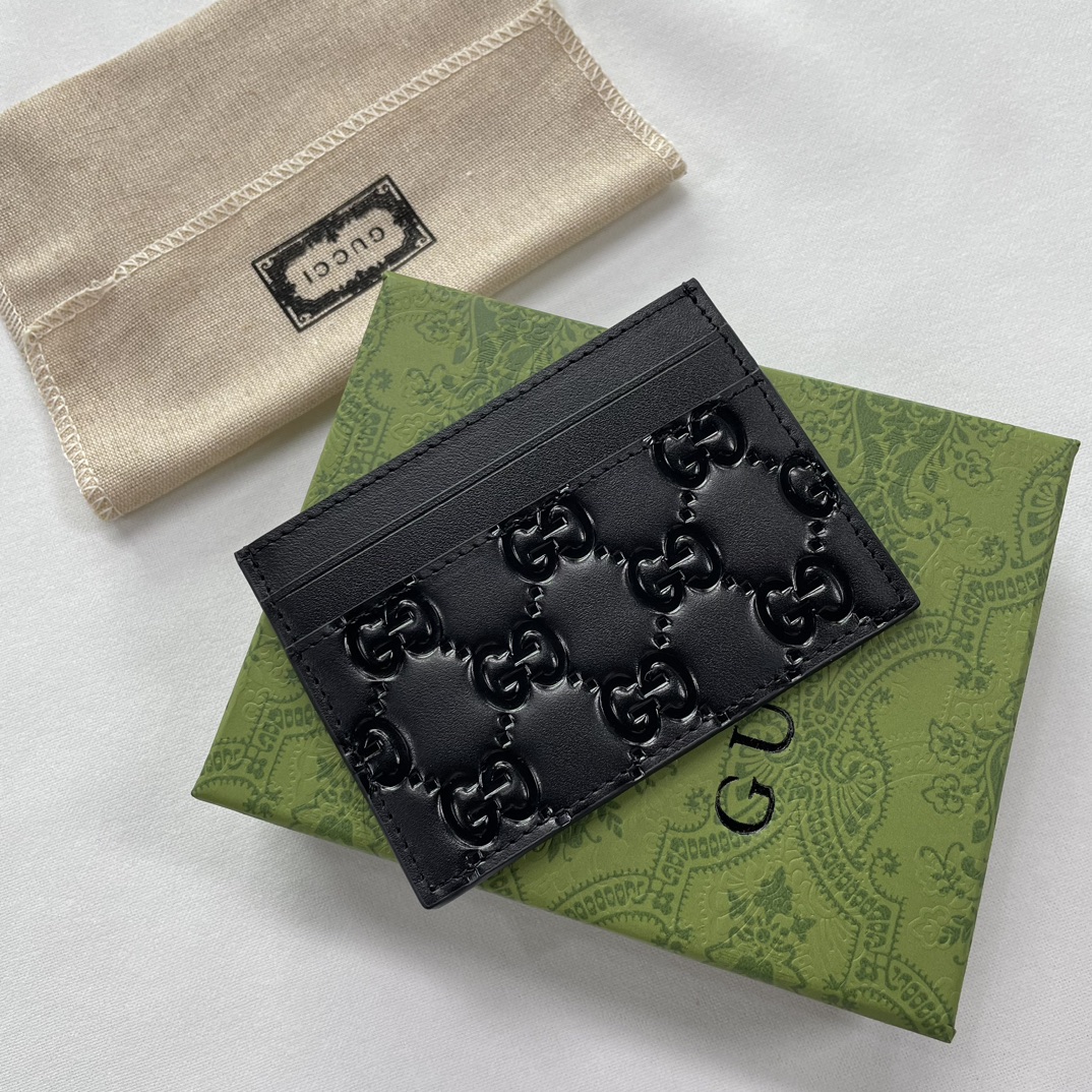Gucci GG rubber-effect card case black-wallet