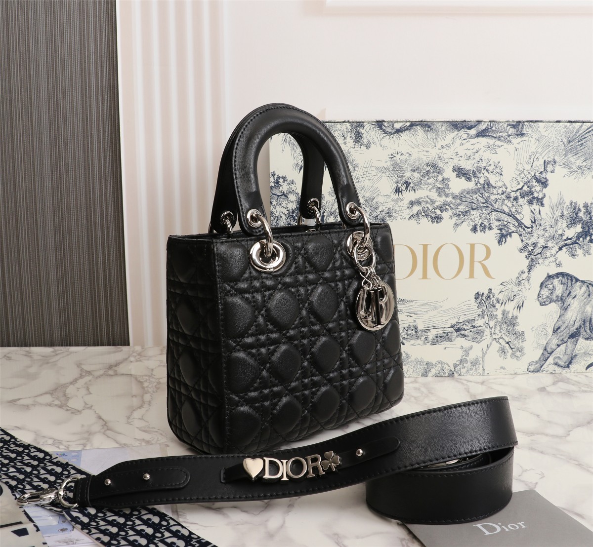Dior Small Lady Dior Bag Black Cannage Calfskin Silver Hardware - Bag