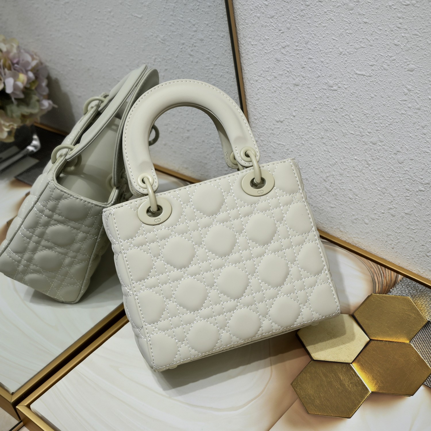 Dior Small Lady Dior Bag White Ultramatte Calfskin - Bag