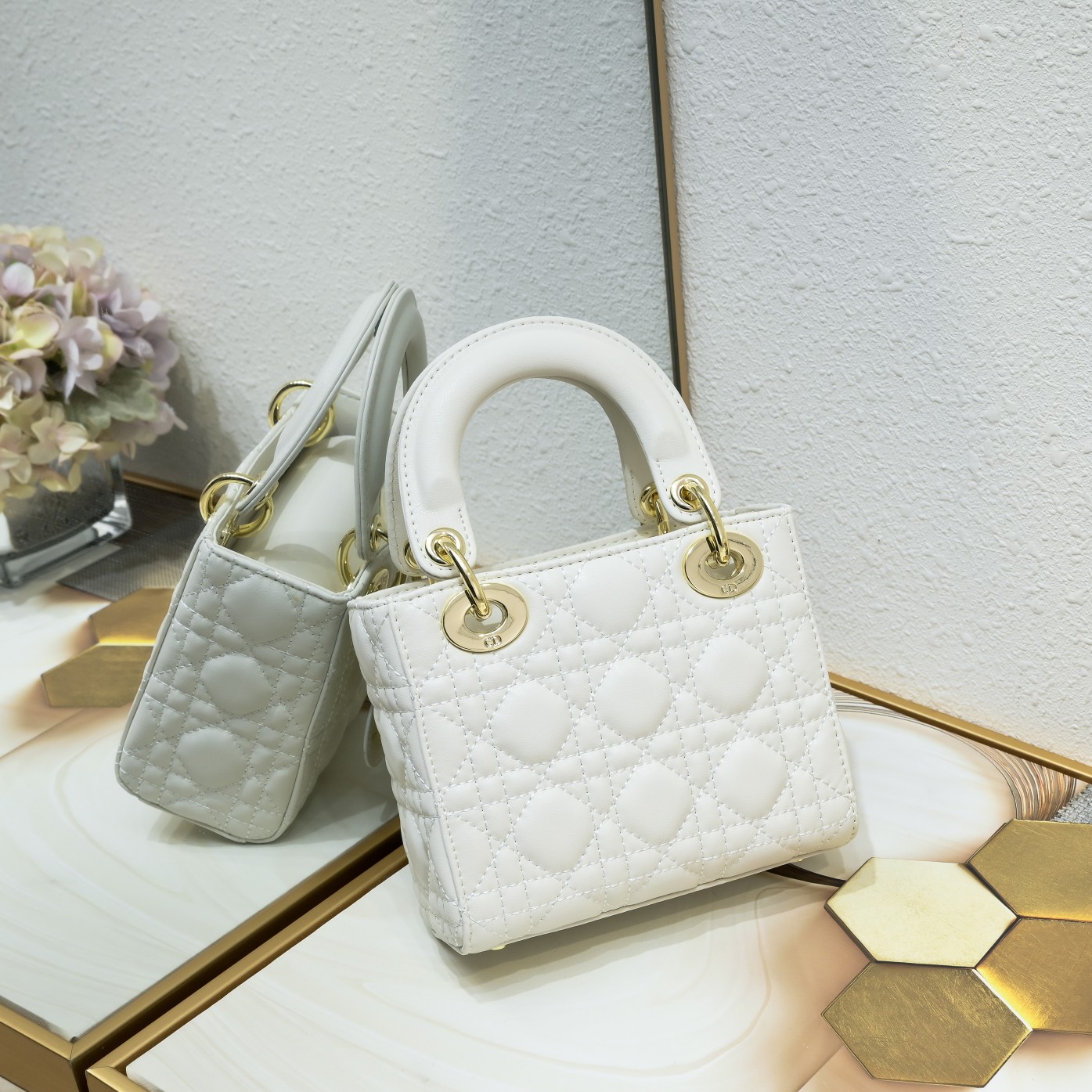 Dior Mini Lady Dior Bag White Cannage Calfskin - Bag