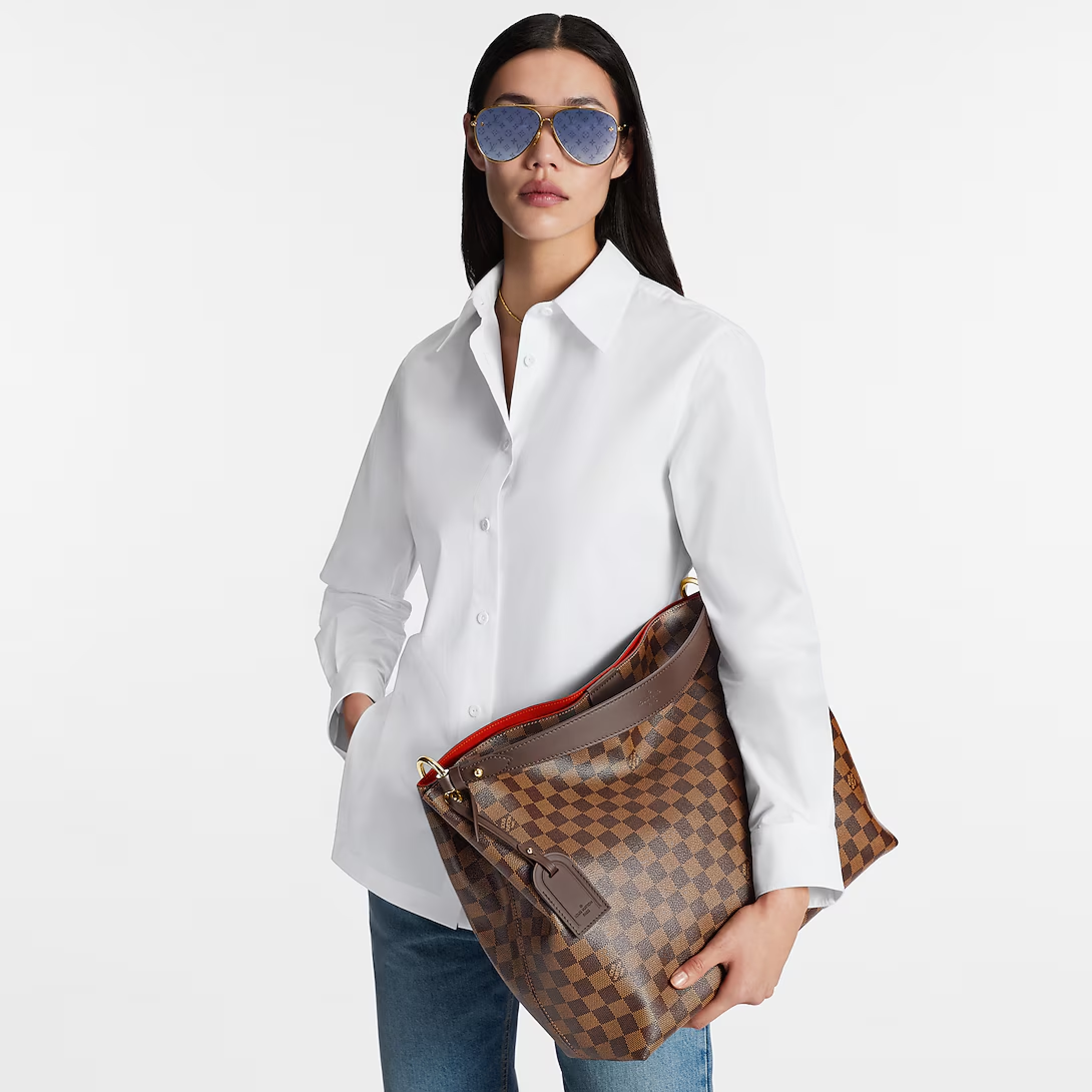 Louis Vuitton Graceful MM Damier Ebene Canvas Shoulder Bag-Ebene Bag