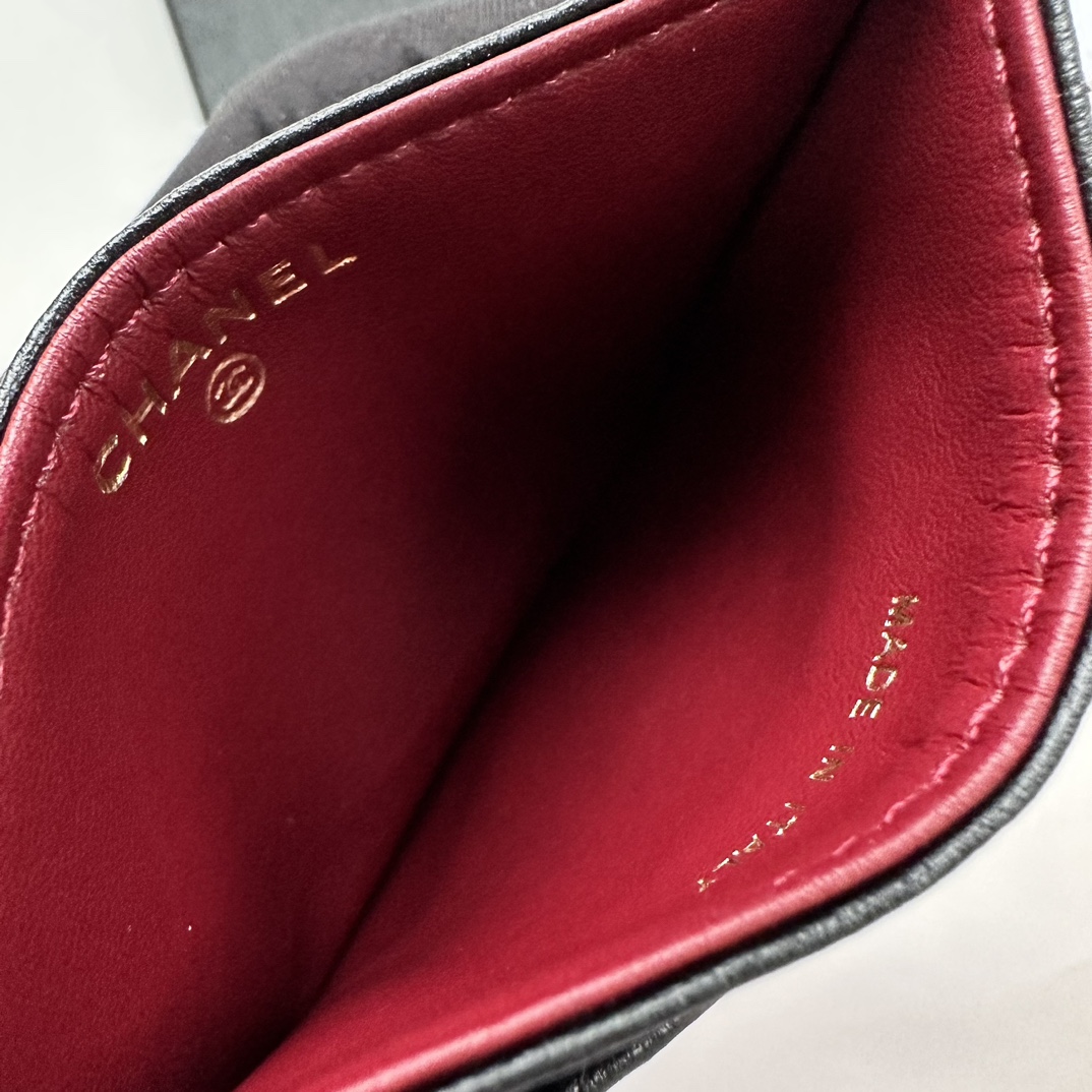 Chanel CLASSIC CARD HOLDER Grained Calfskin & Gold-Tone MetalBlack -Wallet