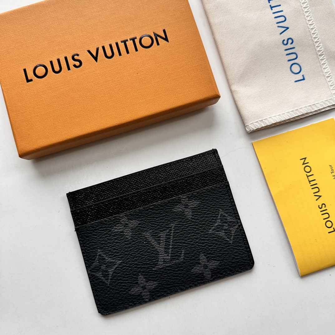 Louis Vuitton Double Card Holder Black Monogram Wallet ﻿