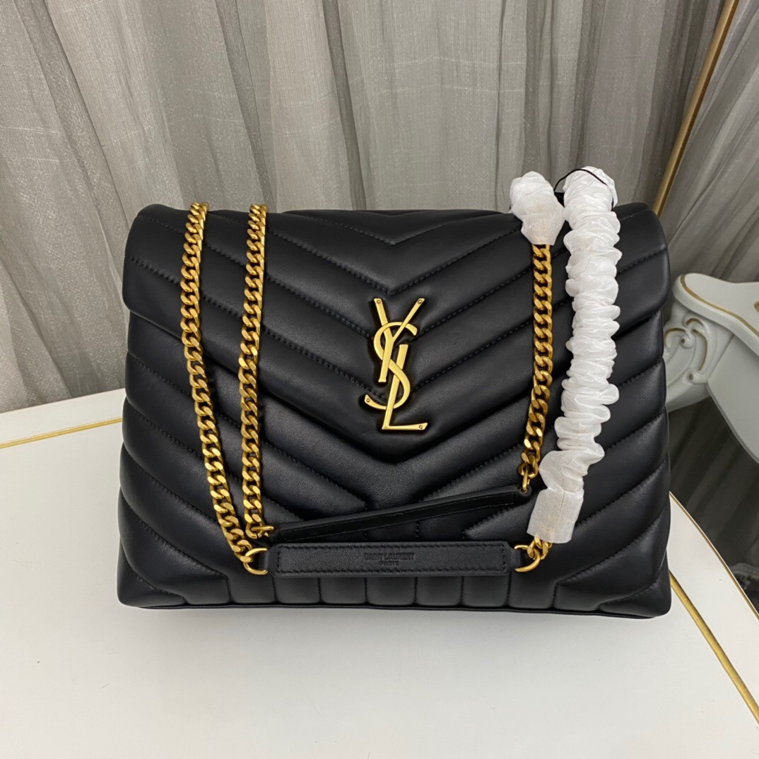 SAINT LAURENT Loulou medium quilted leather shoulder bag black - Bag