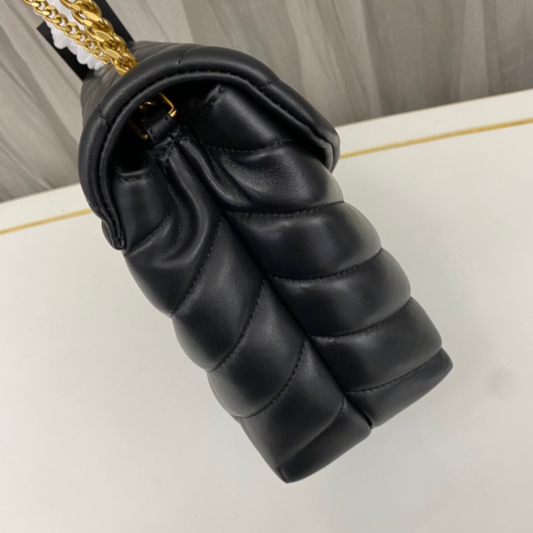 SAINT LAURENT Loulou Small Quilted Leather Shoulder Bag Black - Bag