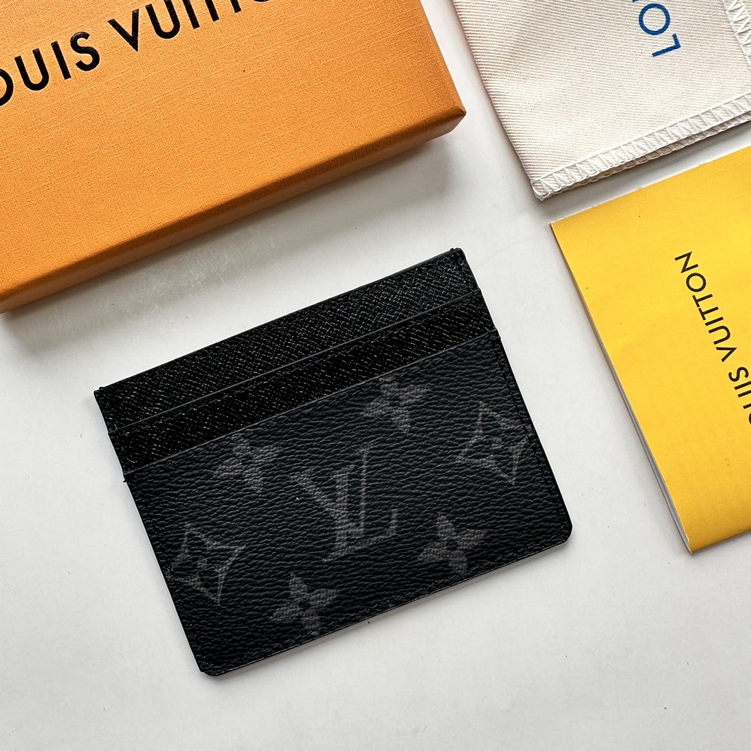 Louis Vuitton Double Card Holder Black Monogram Wallet ﻿