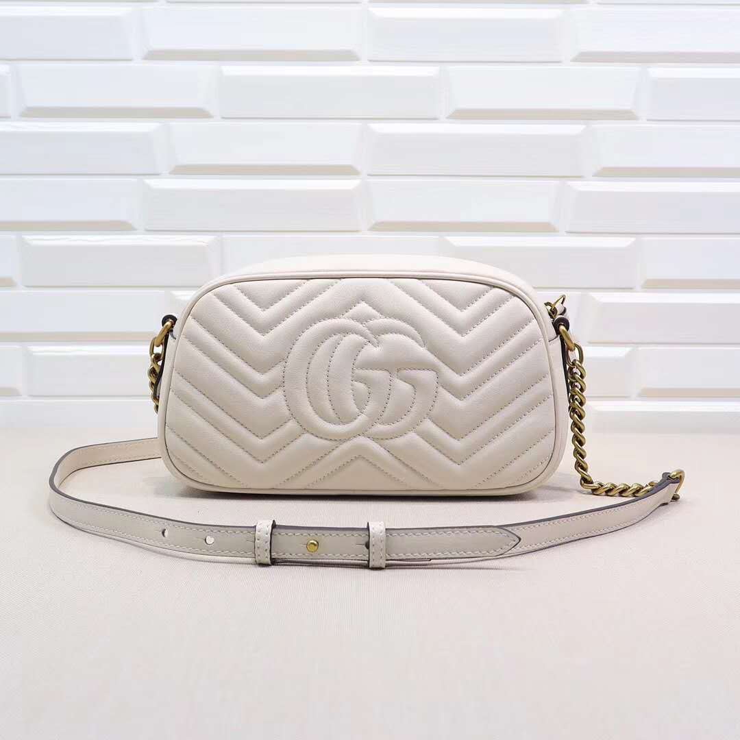 GUCCI Calfskin Matelasse GG Marmont Chain Shoulder Bag