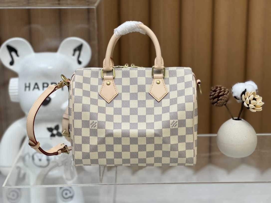 Louis Vuitton Speedy Bandoulière 25 Damier Azur Canvas Women Handbag - Bag