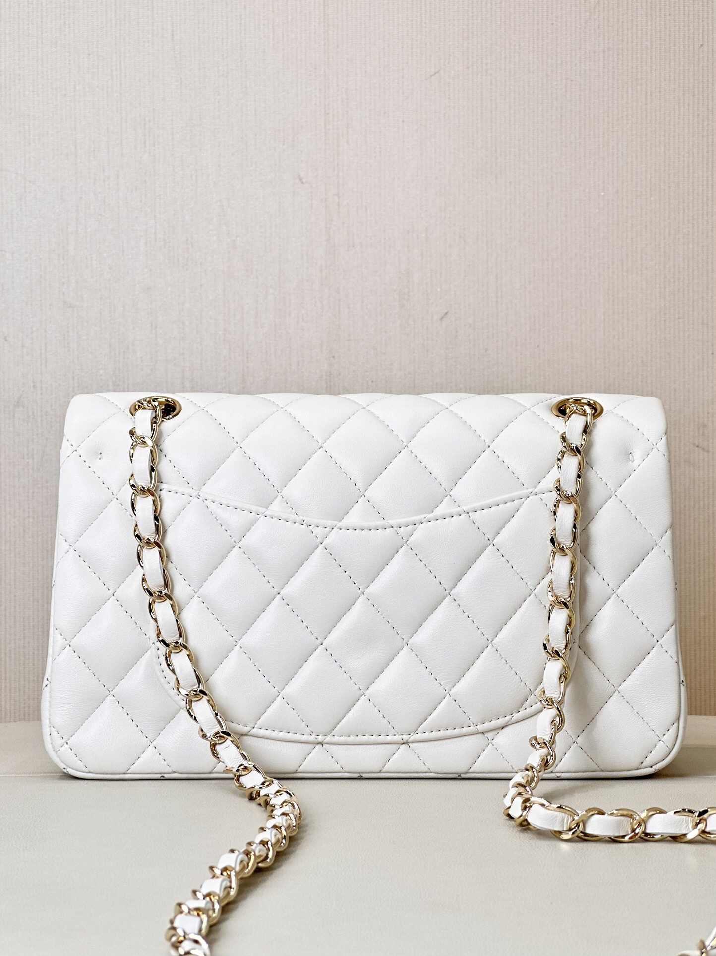 Chanel Classic Double Flag Bag White Leather Shoulder Bag