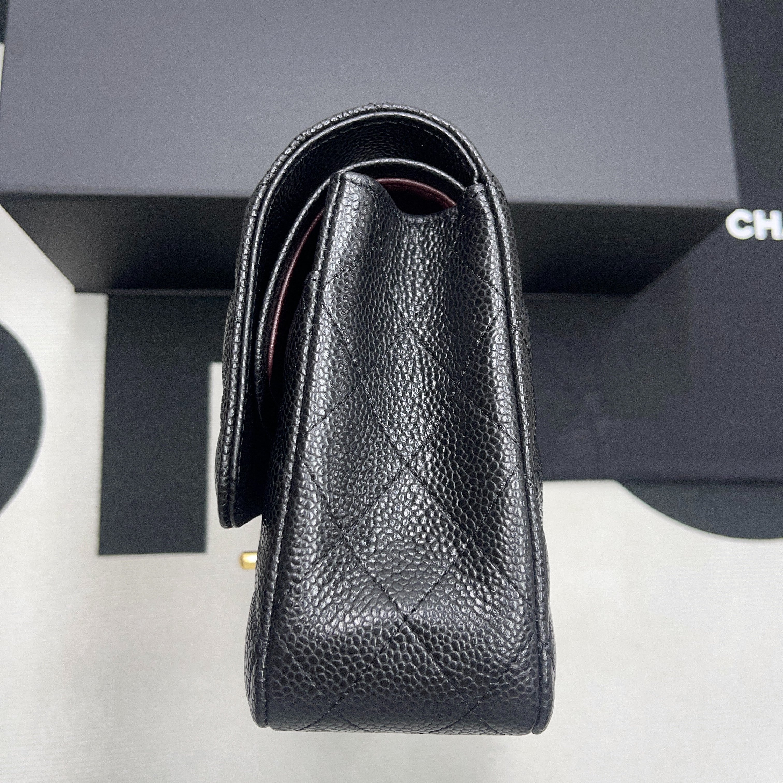 Chanel Classic Flag Bag Jumbo Classic Double Flap Bag Black Caviar Gold Hardware - Bag