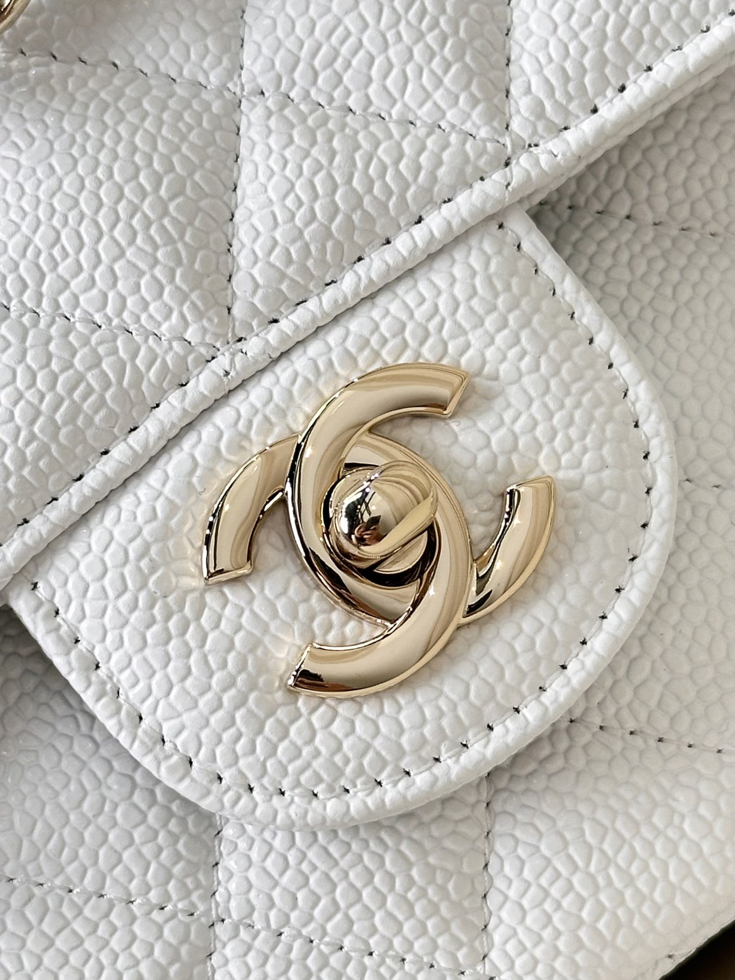Chanel Classic Double Flag Bag White Leather Shoulder Bag