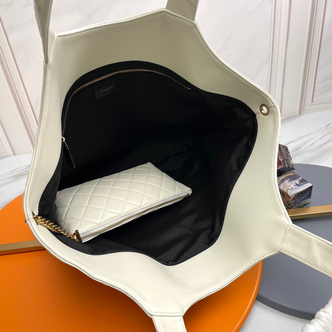 SAINT LAURENT ICARE MAXI SHOPPING BAG IN QUILTED Calfskin WHITE - Bag