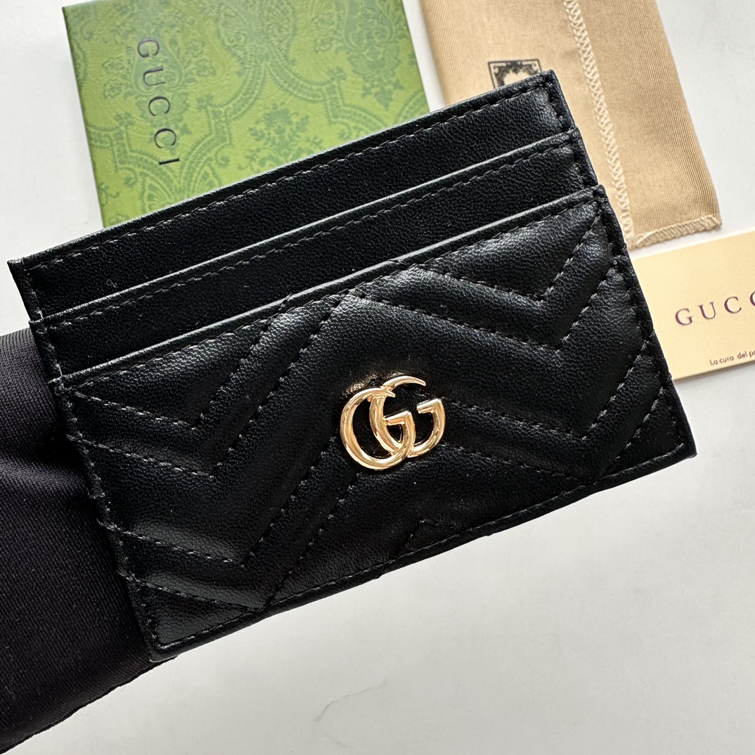 Gucci GG Marmont card case black leather-wallet