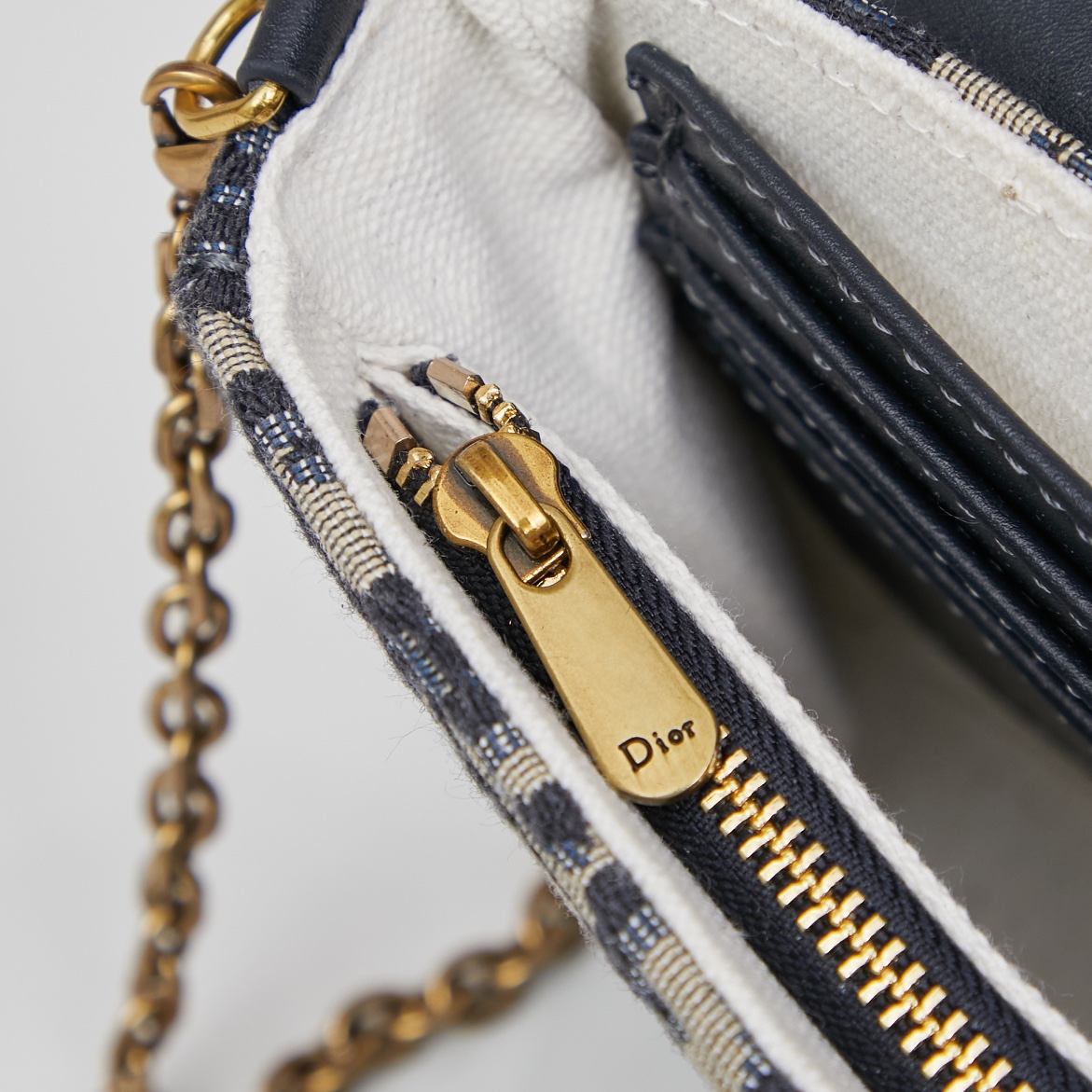 Dior Saddle Blue Chain Pouch Bag