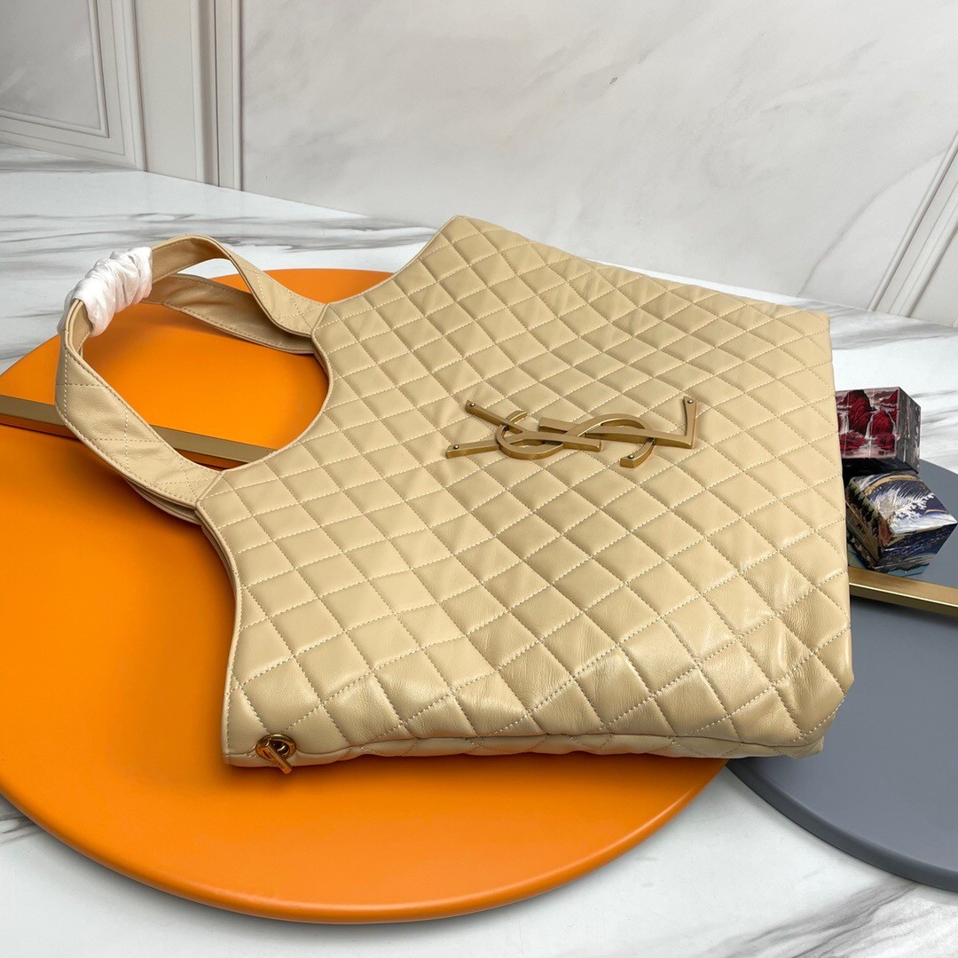 SAINT LAURENT ICARE MAXI SHOPPING BAG IN QUILTED Calfskin APRICOT - Bag