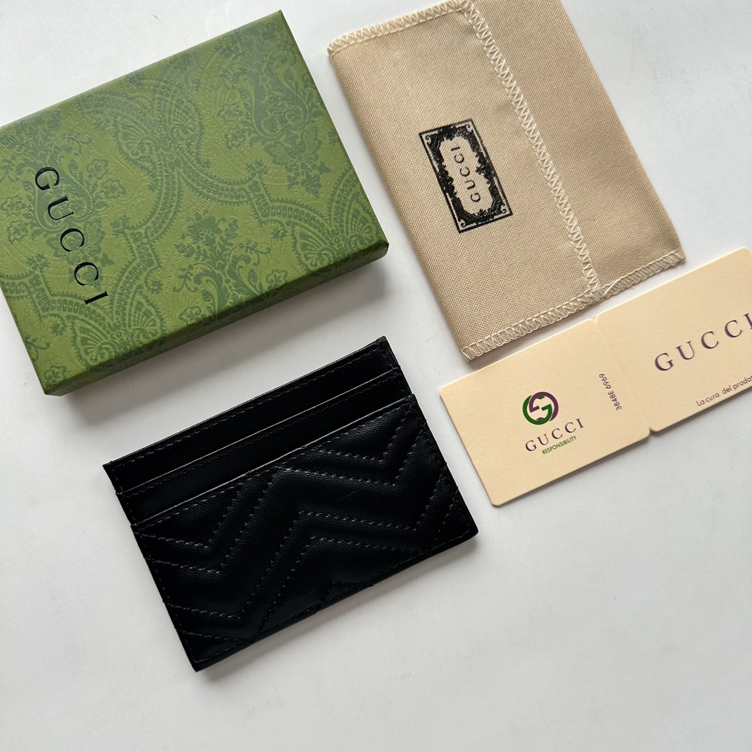 Gucci GG Marmont card case black leather-wallet