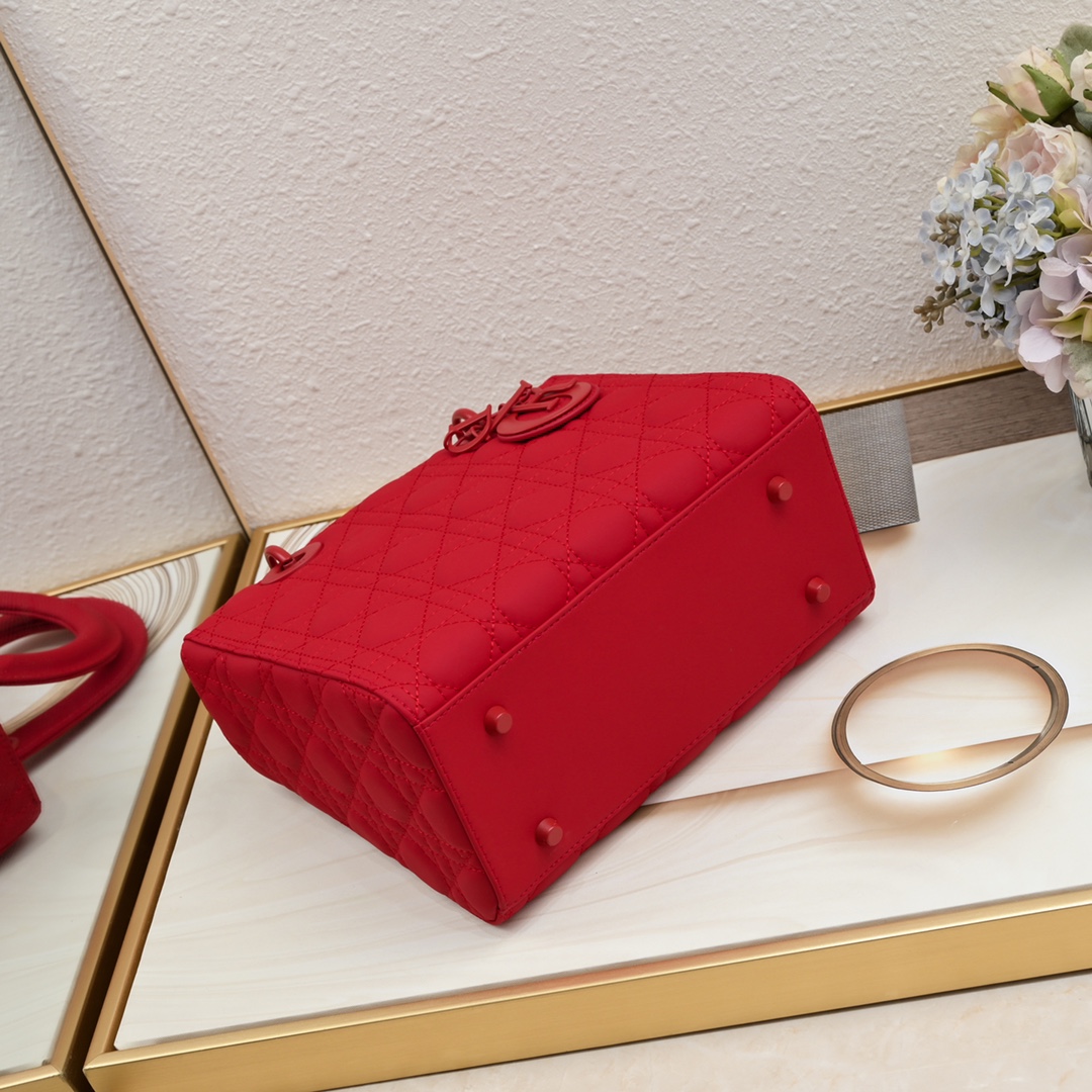 Dior Medium Lady Dior Bag Red Ultramatte Calfskin - Bag