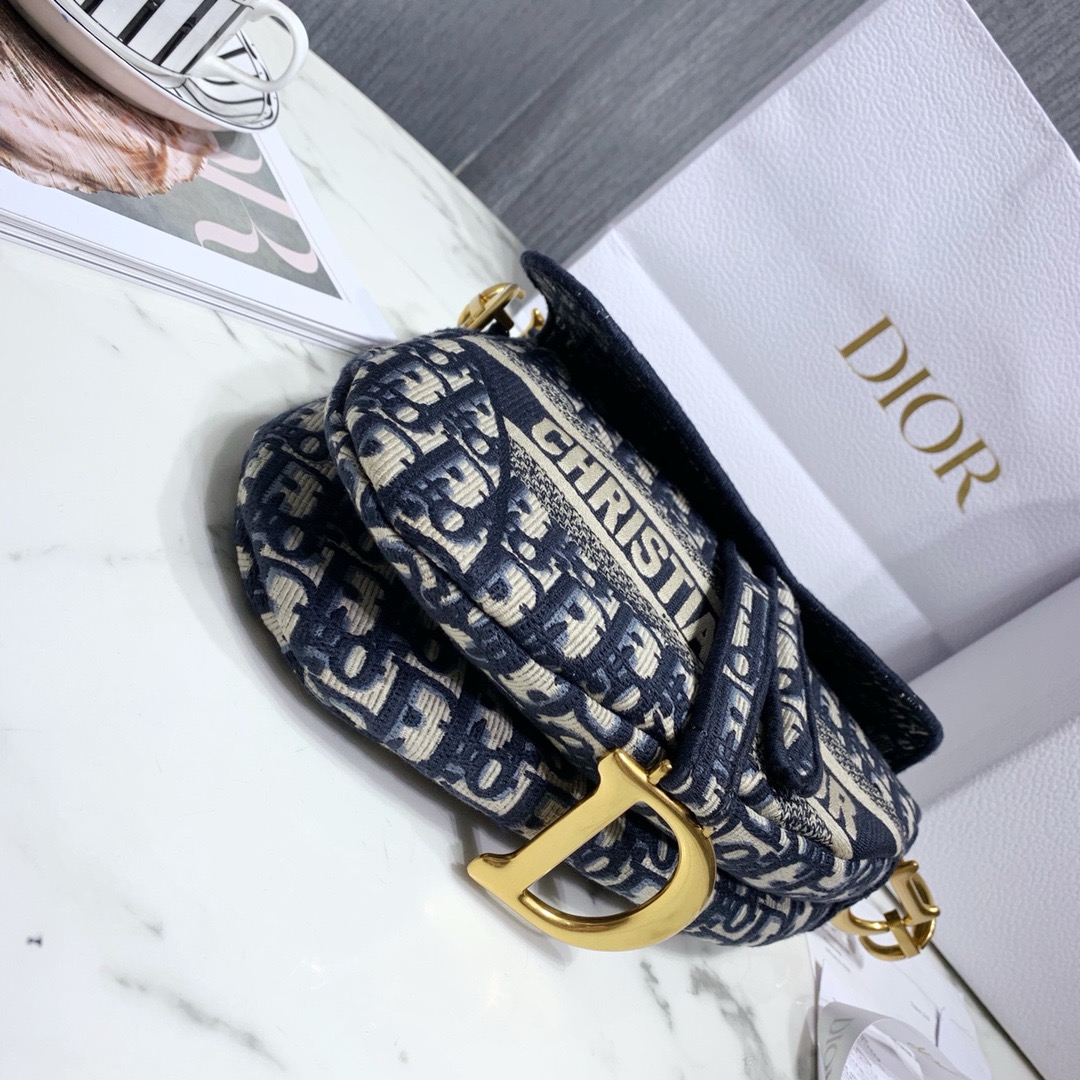 Dior SADDLE Bag Blue Dior Oblique Embroidered Velvet - Bag
