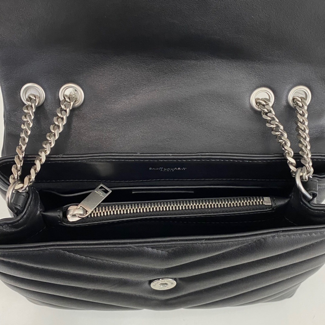 SAINT LAURENT Loulou Small Quilted Leather Shoulder Bag Black - Bag