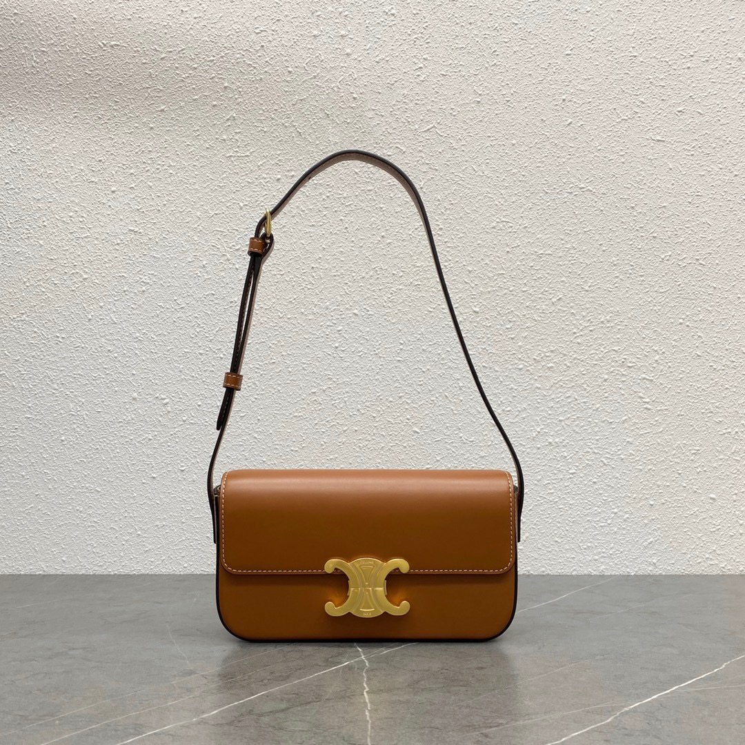 Celine shoulder bag claude in shiny calfskin brown - Bag