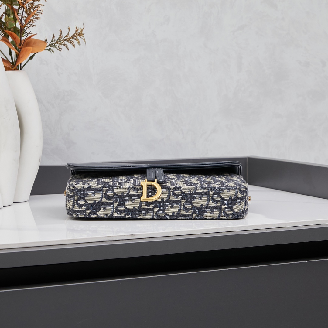 Dior Saddle Blue Chain Pouch Bag