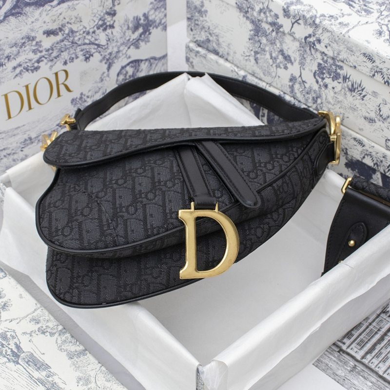 Dior Saddle Handbag Oblique Jacquard Black Bag