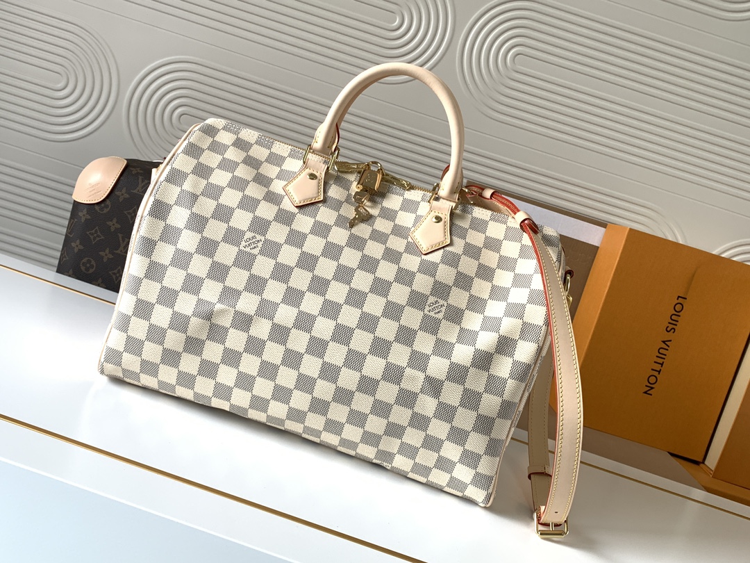 Louis Vuitton Speedy Bandoulière 35 Damier Azur Canvas Women Handbag - Bag