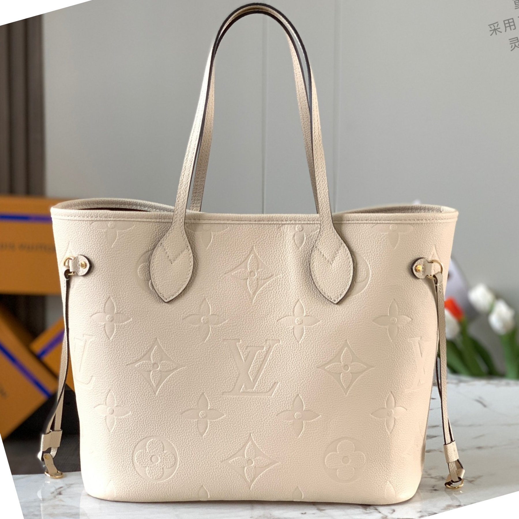 Louis Vuitton Neverfull Full Leather Embossed Medium Handbag