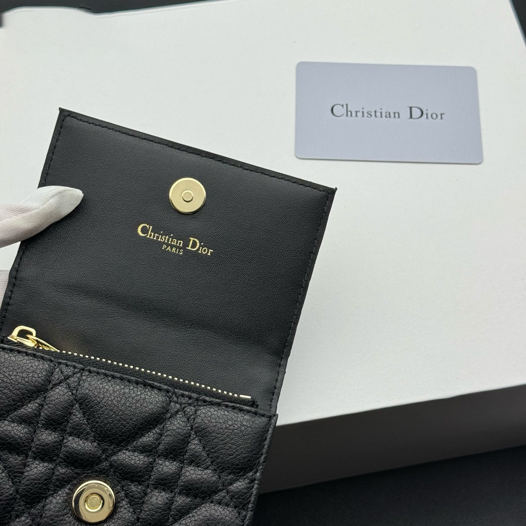 Dior Caro Montaigne Glycine Wallet-Black Leather Wallet