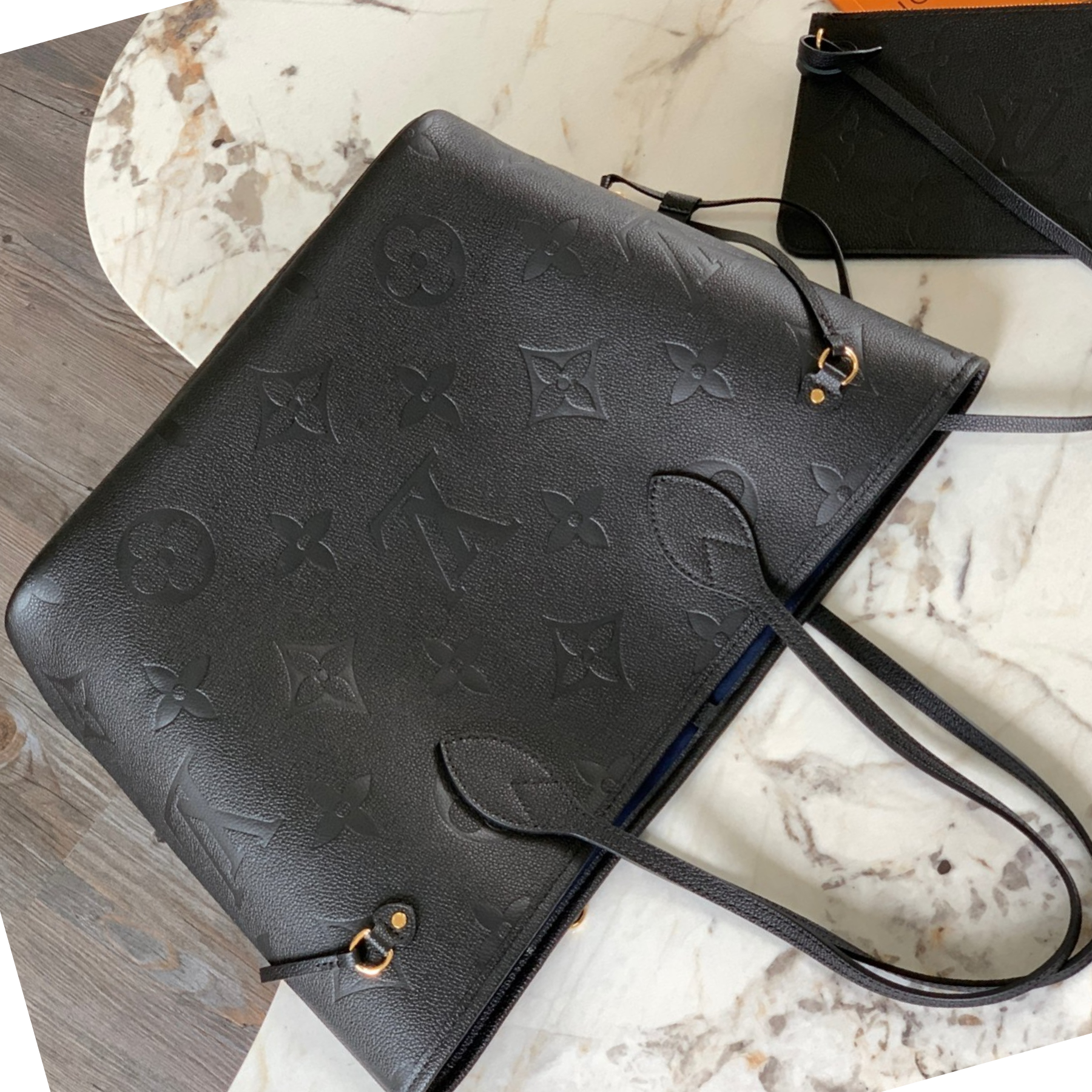 Louis Vuitton Neverfull Black Embossed Medium Handbag