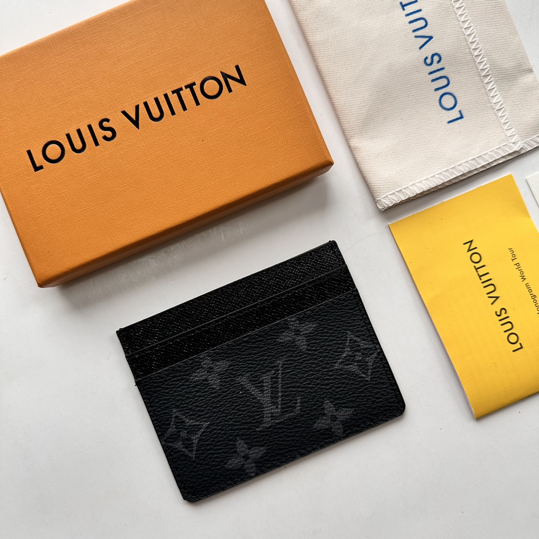 Louis Vuitton Double Card Holder Black Monogram Wallet ﻿