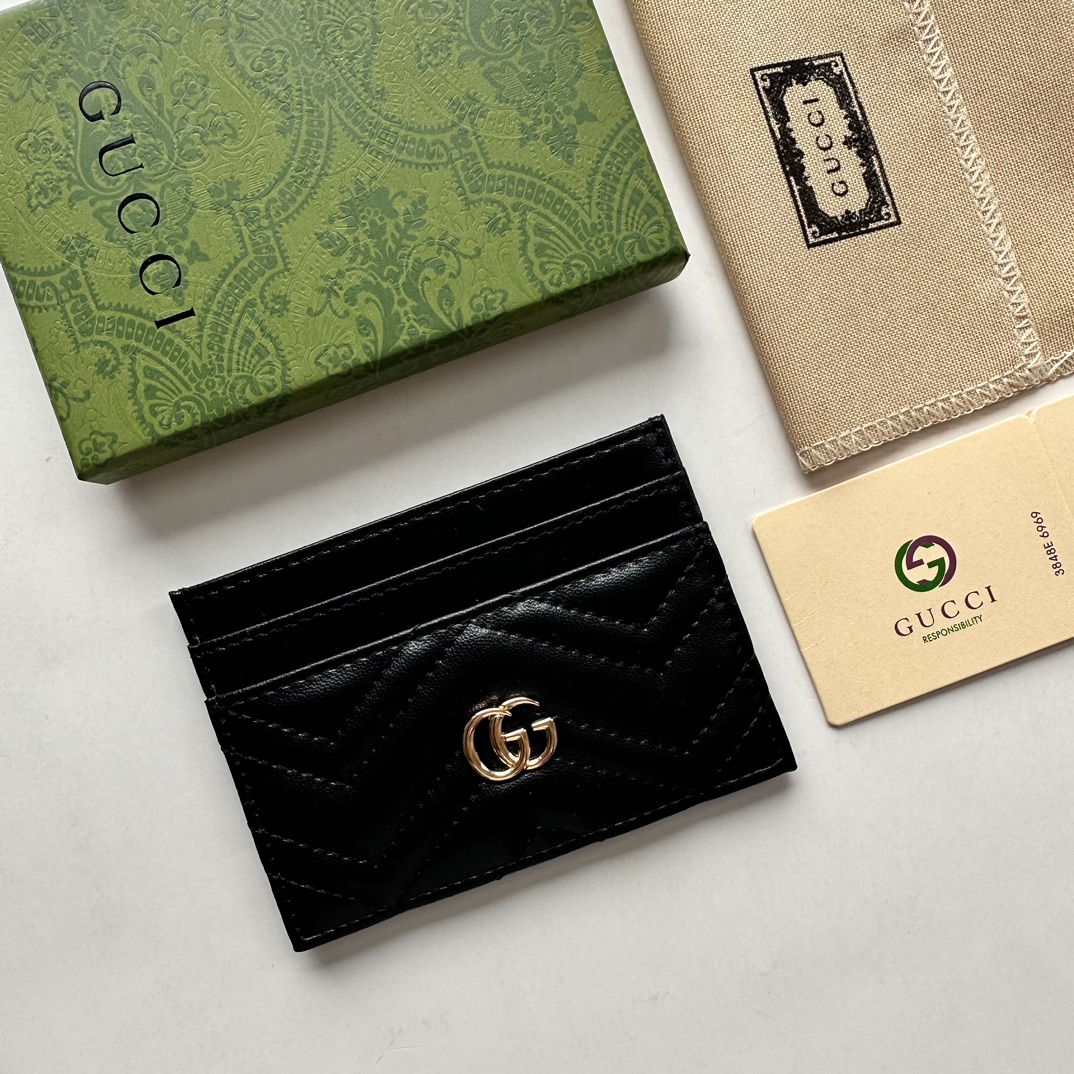 Gucci GG Marmont card case black leather-wallet