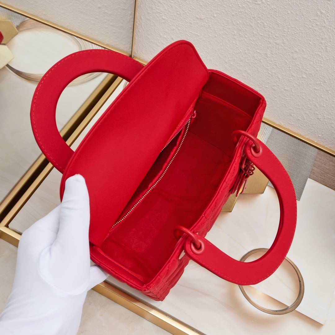 Dior Medium Lady Dior Bag Red Ultramatte Calfskin - Bag