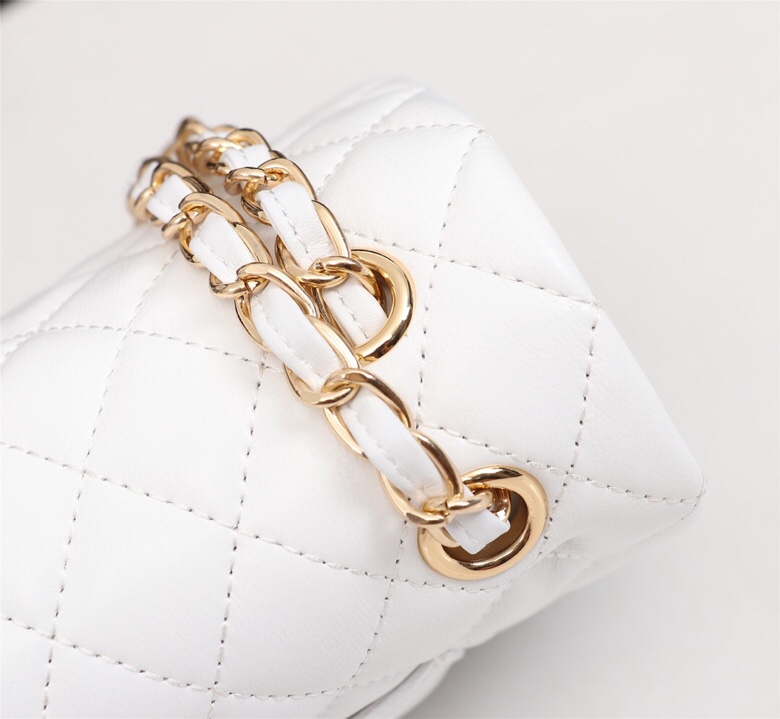 Chanel Classic Double Flap Bag White Golden Hardware - Bag