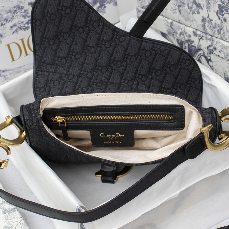 Dior Saddle Handbag Oblique Jacquard Black Bag