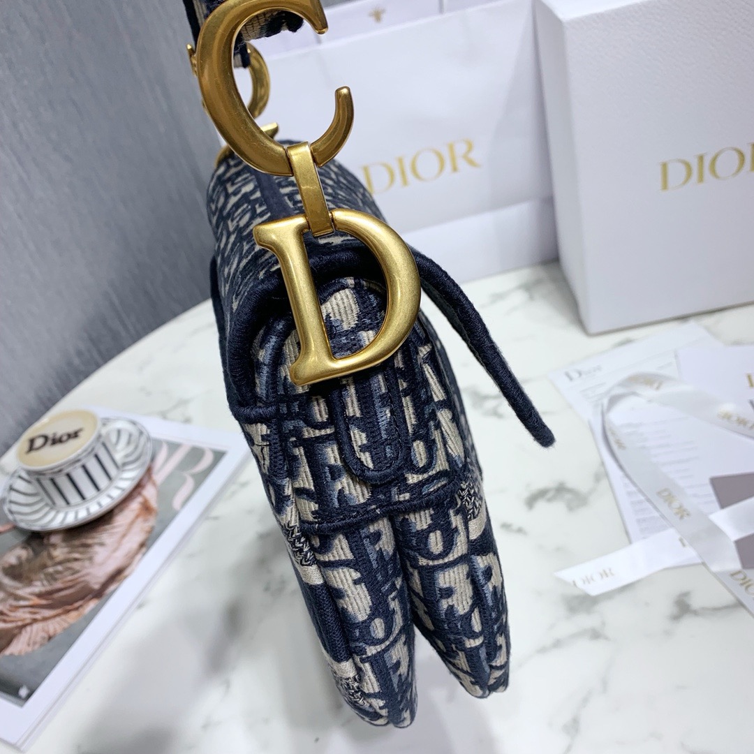 Dior SADDLE Bag Blue Dior Oblique Embroidered Velvet - Bag