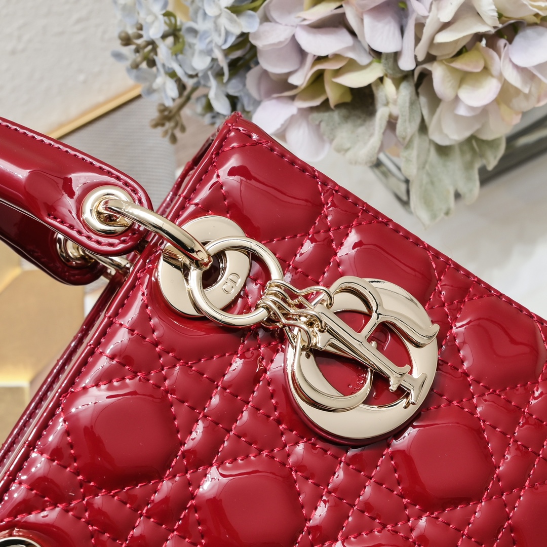 Dior Small Lady Dior Bag Red Cannage Calfskin Golden Hardware - Bag