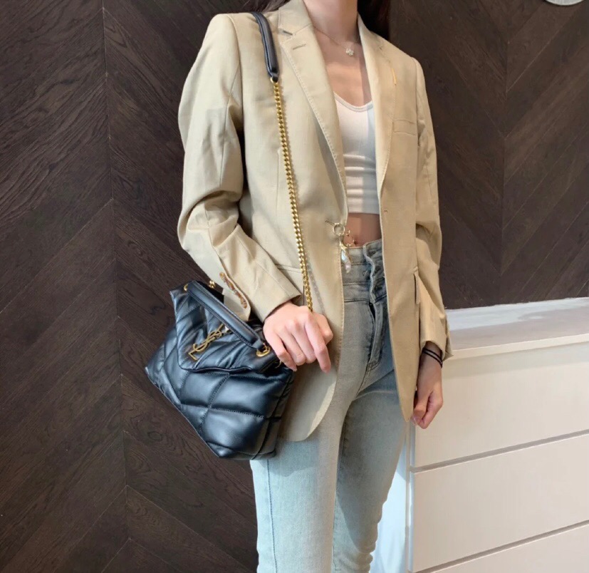 SAINT LAURENT Loulou Puffer Small Quilted Leather Shoulder Bag Black - Bag