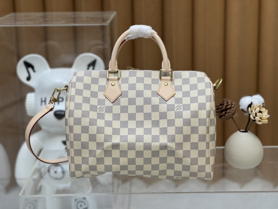 Louis Vuitton Speedy Bandoulière 30 Damier Azur Canvas Women Handbag - Bag