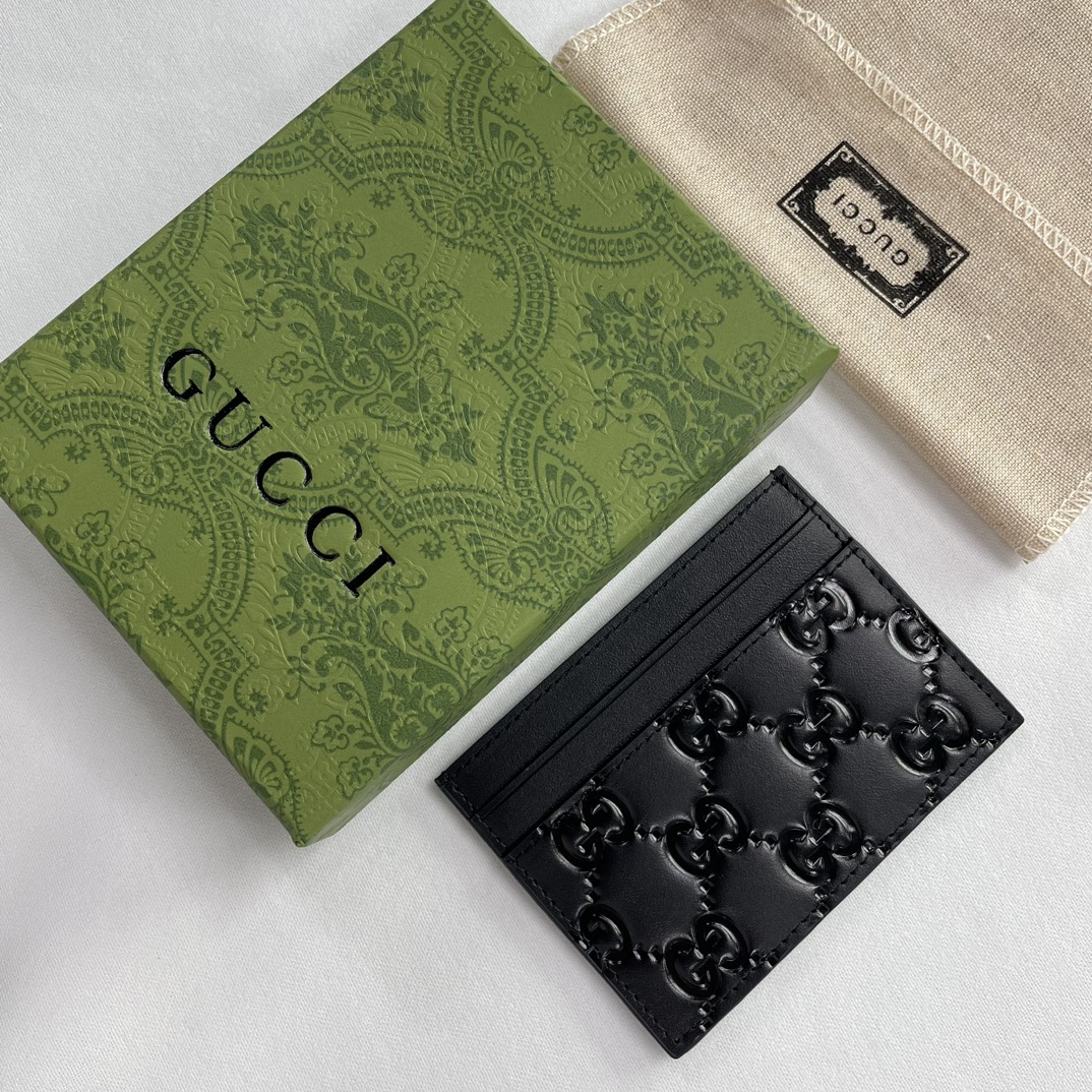 Gucci GG rubber-effect card case black-wallet