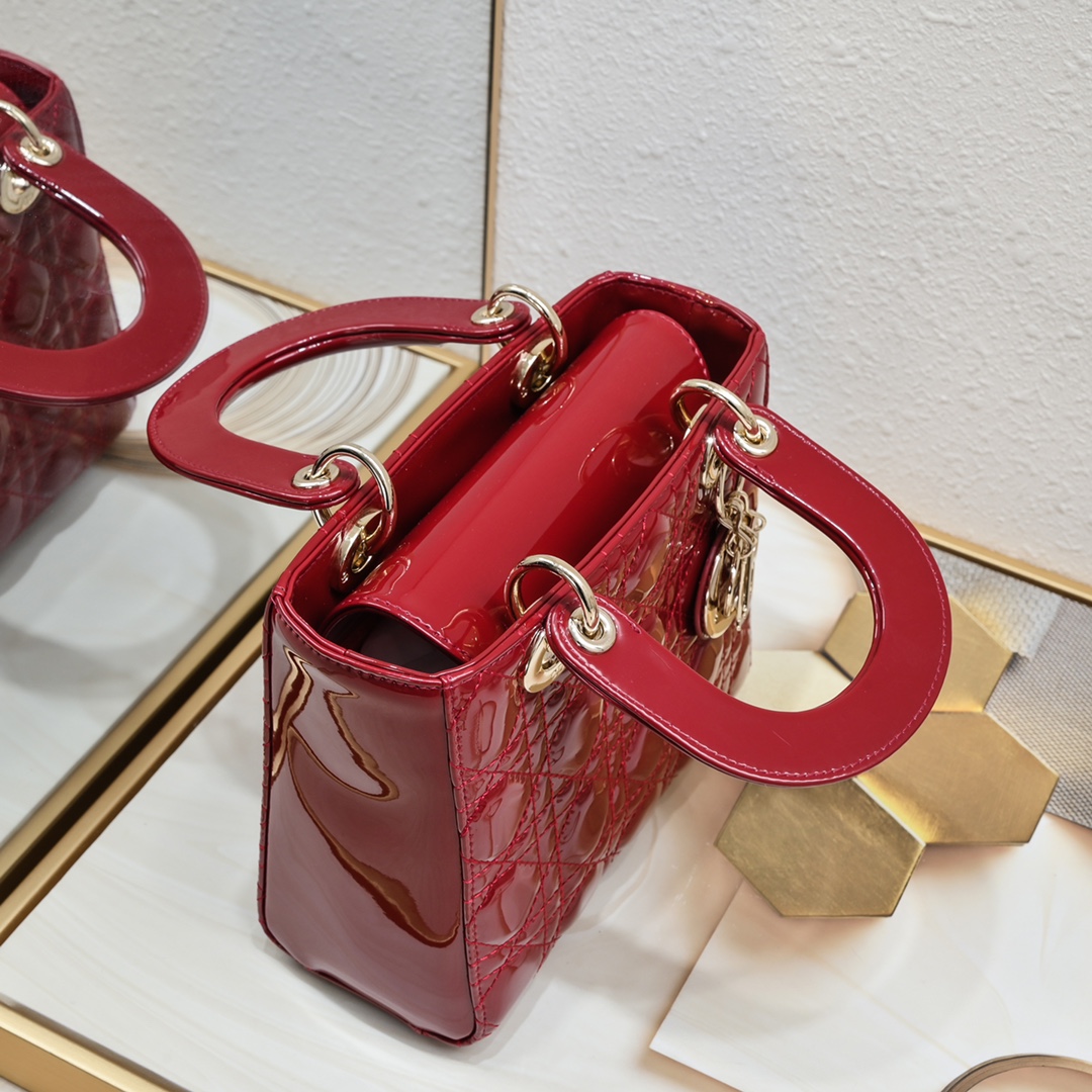 Dior Small Lady Dior Bag Red Cannage Calfskin Golden Hardware - Bag