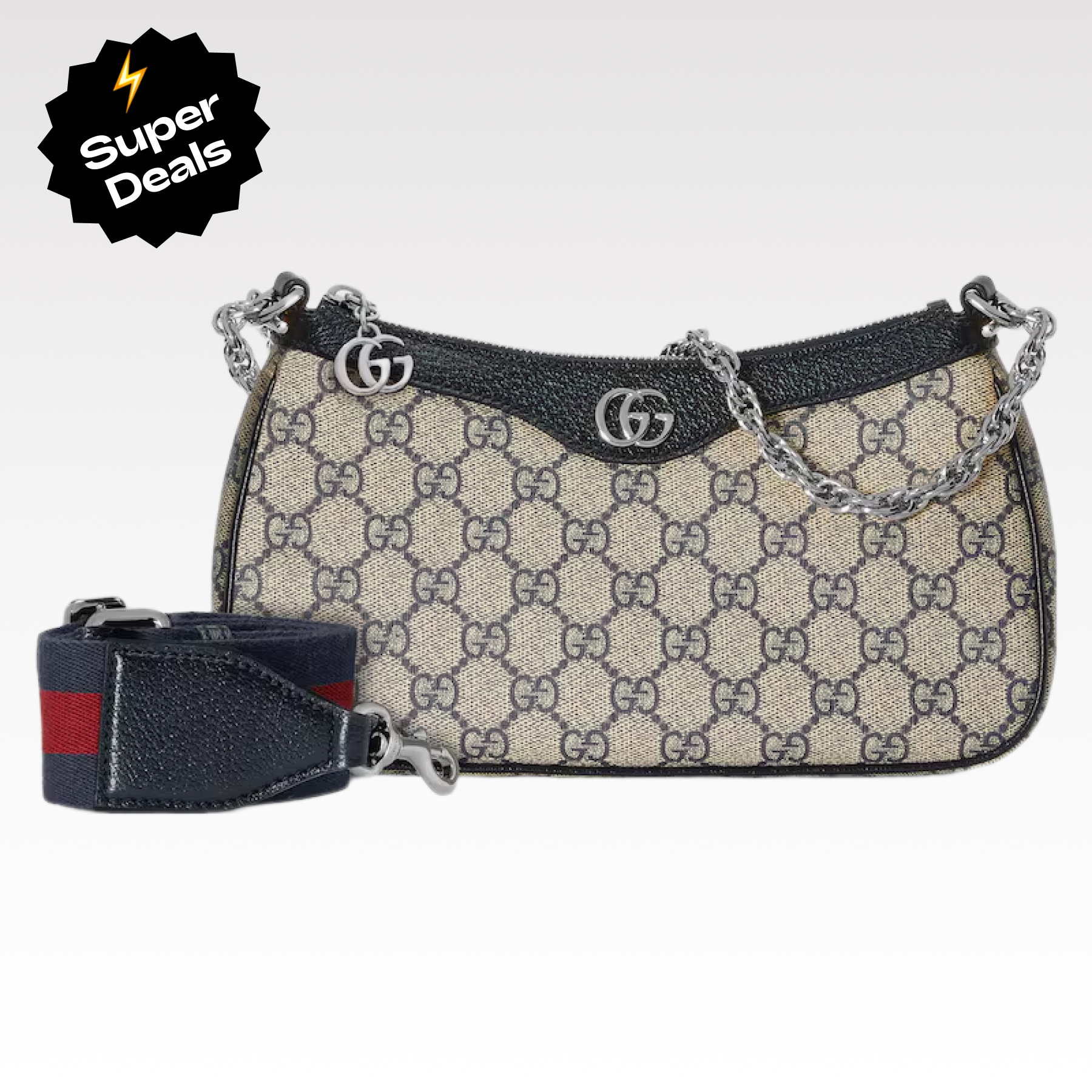 Gucci Ophidia Collection Mini Handbag - Beige And Black Bag