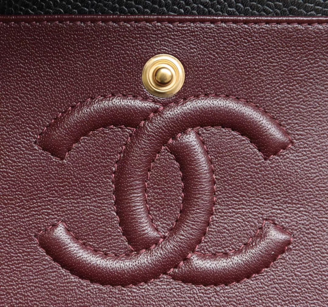 Chanel Classic Flag Bag Small Classic Double Flap Black Caviar Gold Hardware - Bag