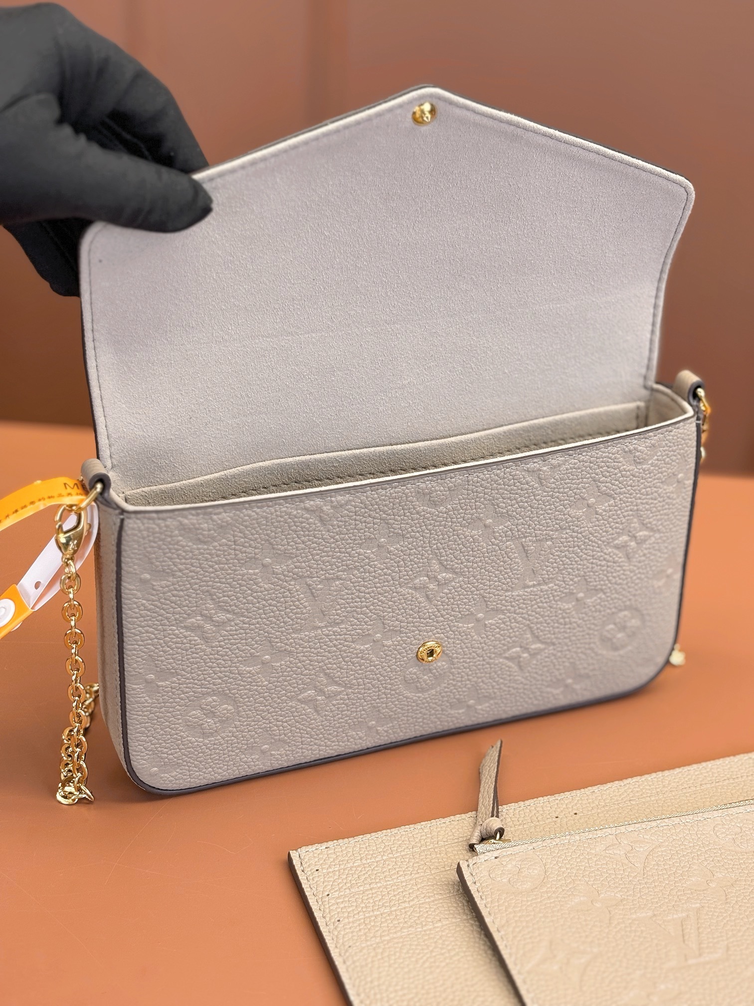 Louis Vuitton POCHETTE FÉLICIE Chain Bag - Elephant Gray Embossed Bag