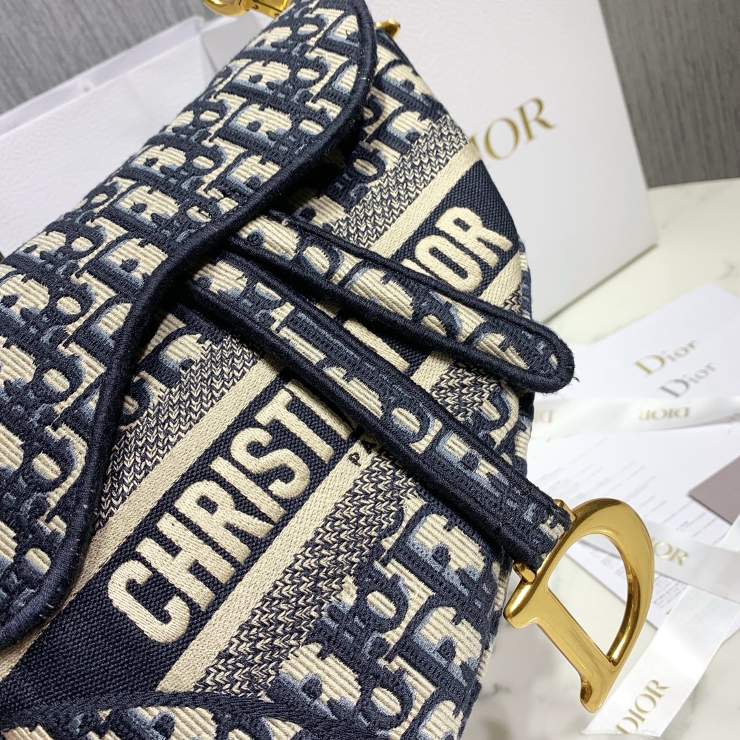 Dior SADDLE Bag Blue Dior Oblique Embroidered Velvet - Bag