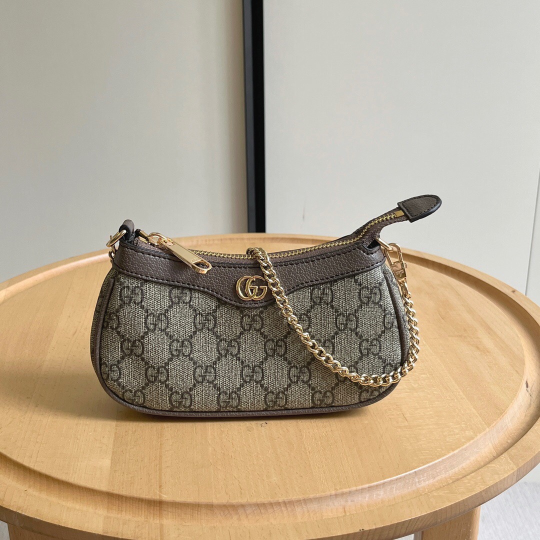 Gucci Ophidia Collection Handbag - Beige And Dark Brown Bag