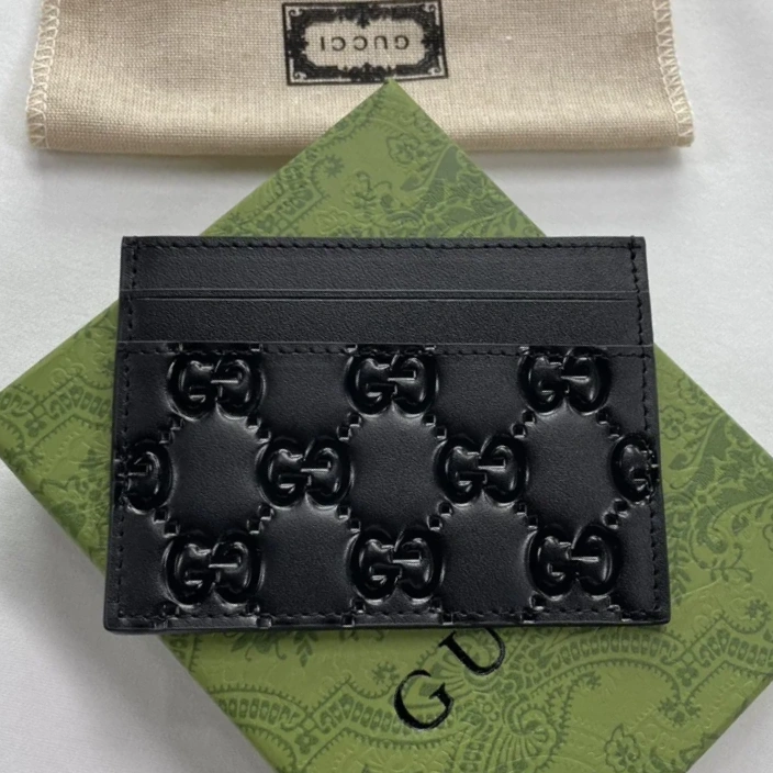 Gucci GG rubber-effect card case black-wallet