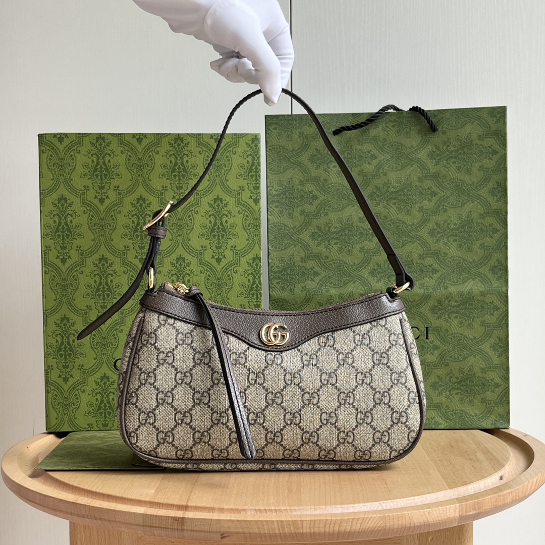 Gucci Ophidia Collection Handbag - Beige And Dark Brown Bag