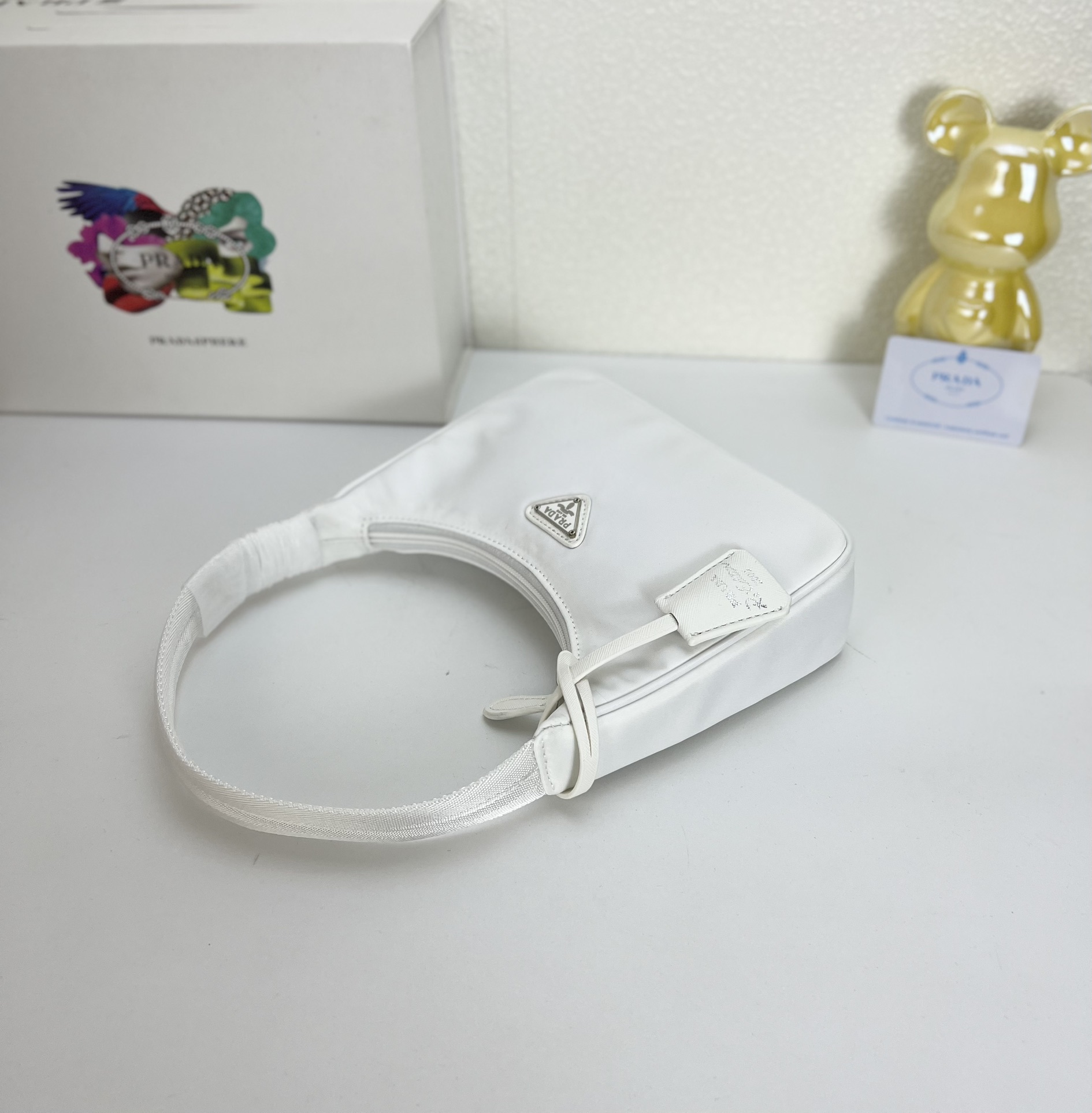 Prada Hobo Medieval Moon Bag - White Bag